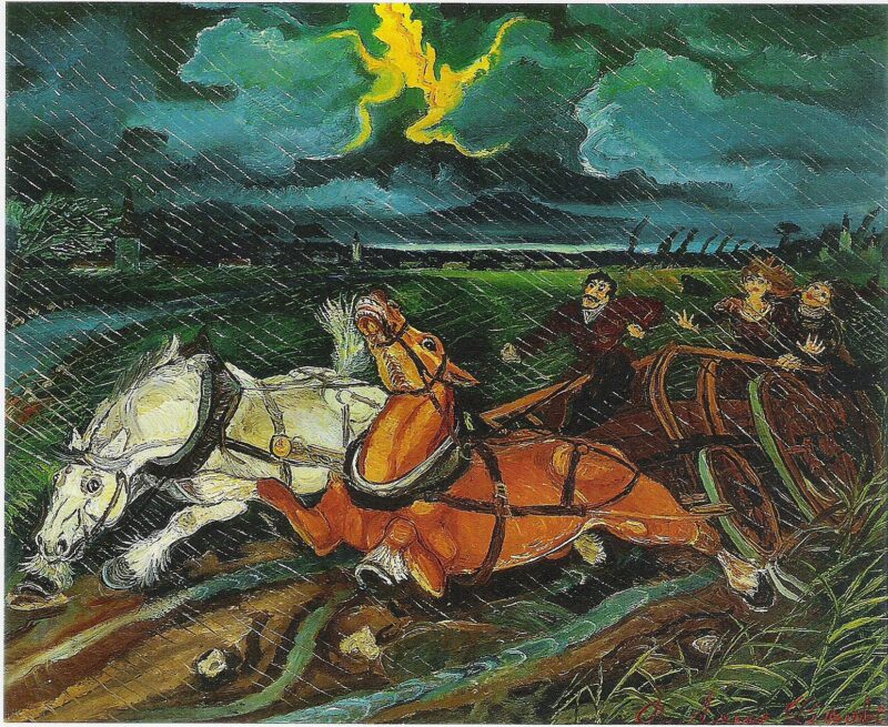 Horses with storm (1950) - Antonio Ligabue Tablo