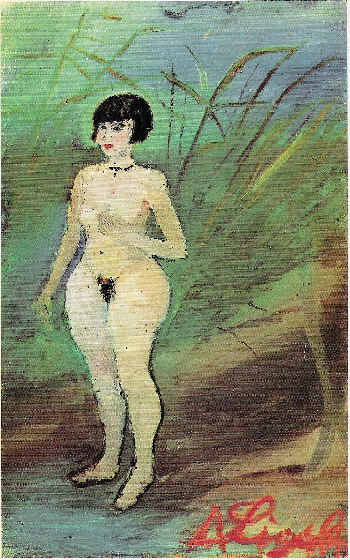 Nude of woman (1929) - Antonio Ligabue Tablo