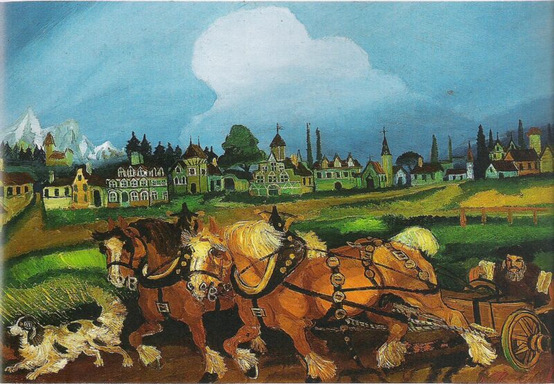 Planting with horses (1956) - Antonio Ligabue Tablo