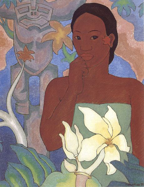 Polynesian Woman and Tiki - Arman Manookian Tablo