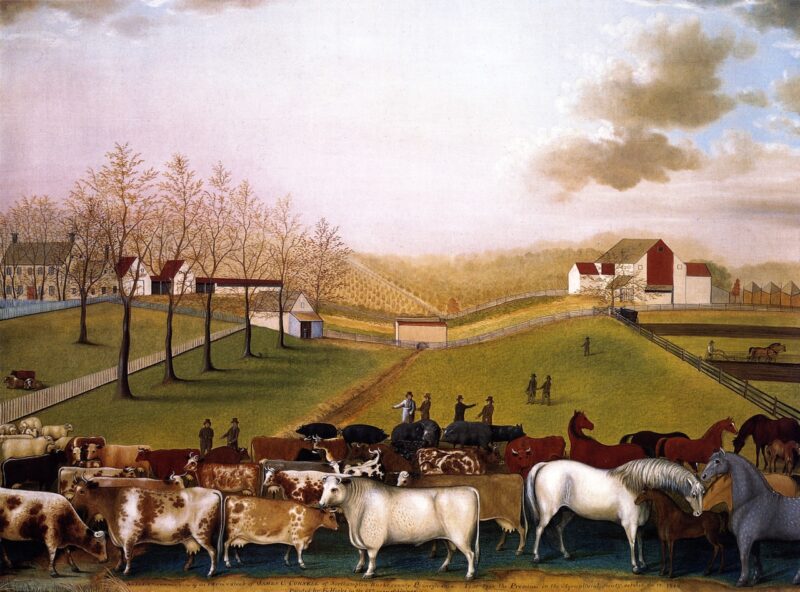 An Indian Summer View of the Farm & Stock of James C. Cornell (1848) - Edward Hicks Tablo