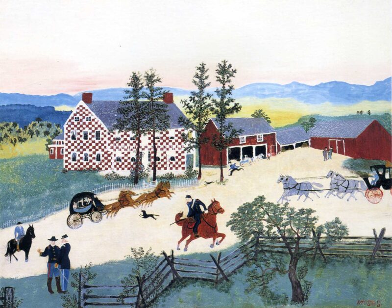 Checkered House - Grandma Moses Tablo