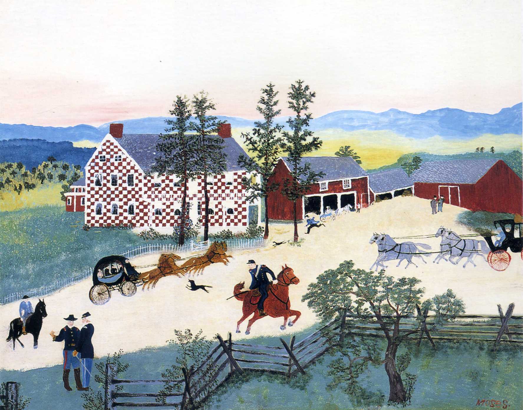 Checkered House - Grandma Moses Tablo