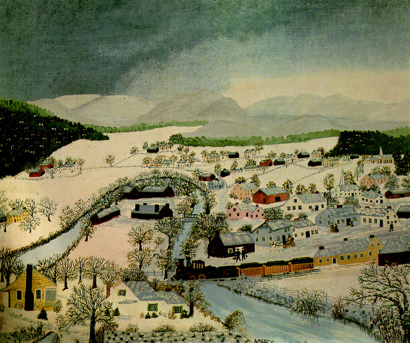 Hoosick Falls, New York, in Winter (1944) - Grandma Moses Tablo