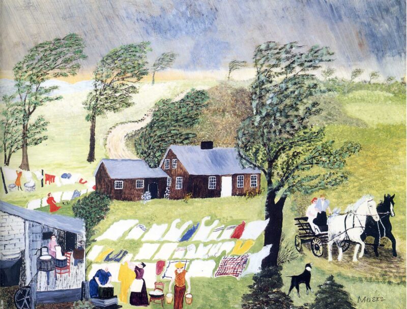 Taking in the Laundry (1951) - Grandma Moses Tablo