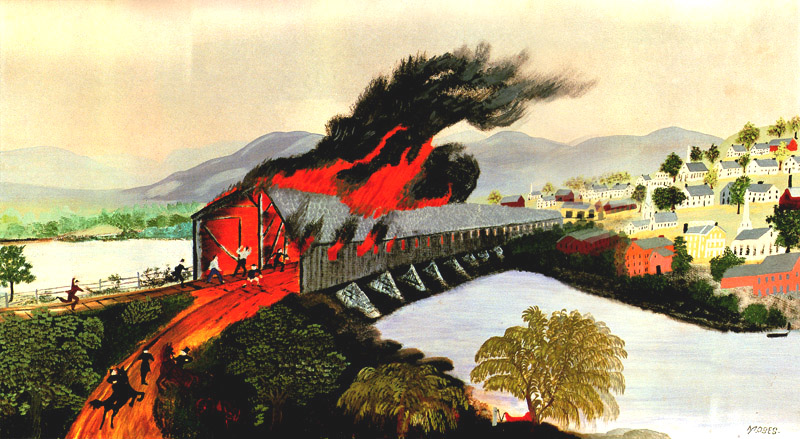 The Burning of Troy in (1862-1943) - Grandma Moses Tablo