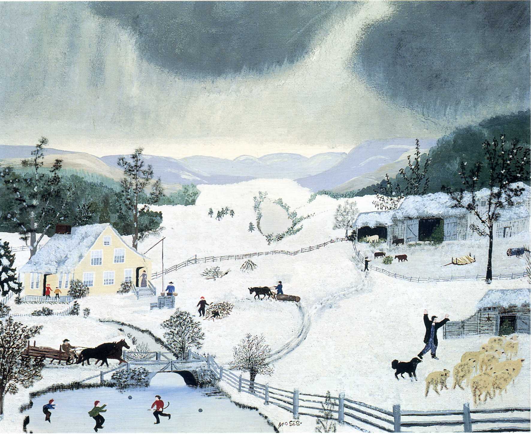 Winter - Grandma Moses Tablo