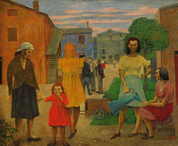 Figures in the Village (1948) - Grégoire Michonze Tablo