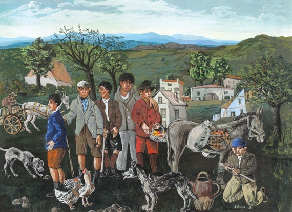 Village with Figures (1931) – Grégoire Michonze Tablo