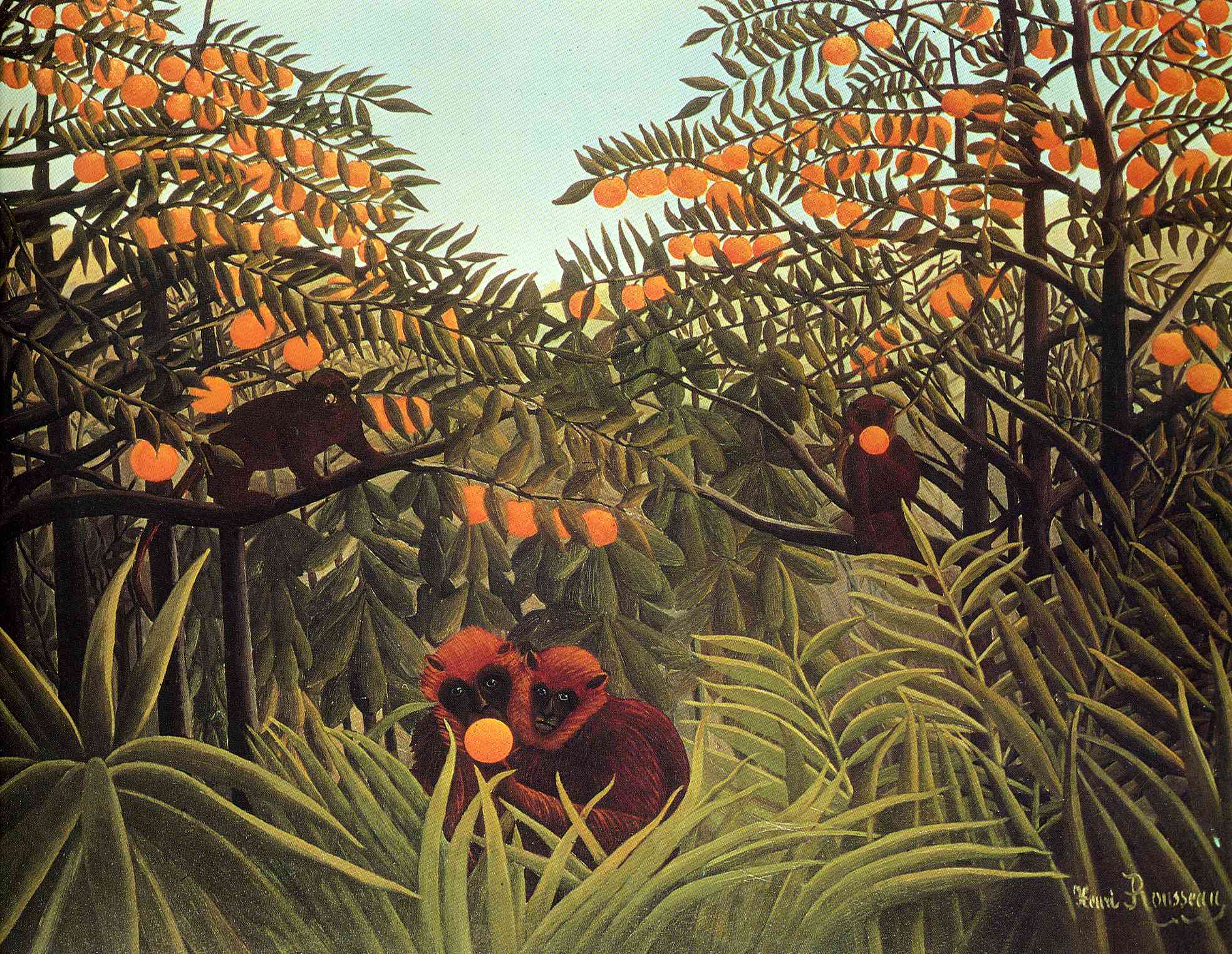 Apes in the Orange Grove (1910) - Henri Rousseau Tablo