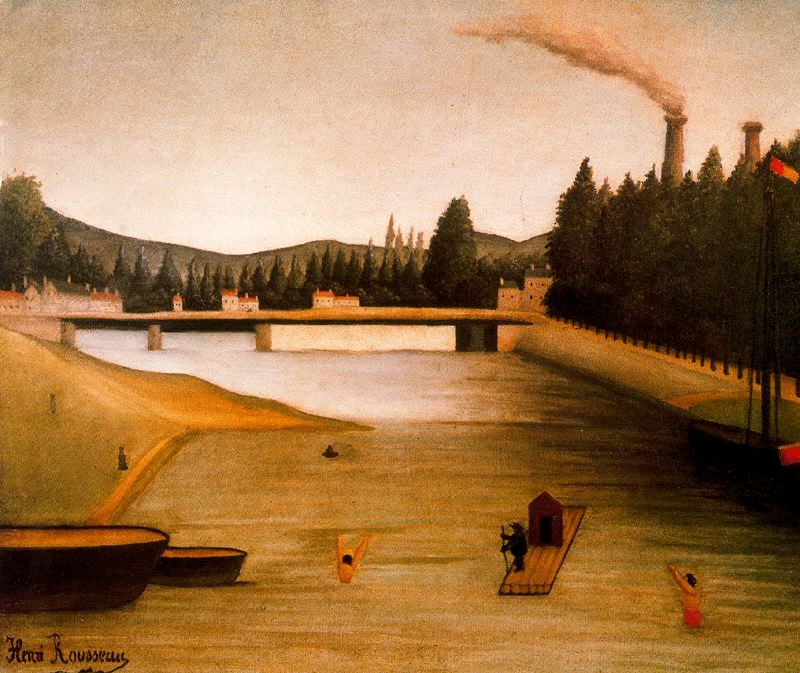 Bathing at Alfortville (1904) – Henri Rousseau Tablo