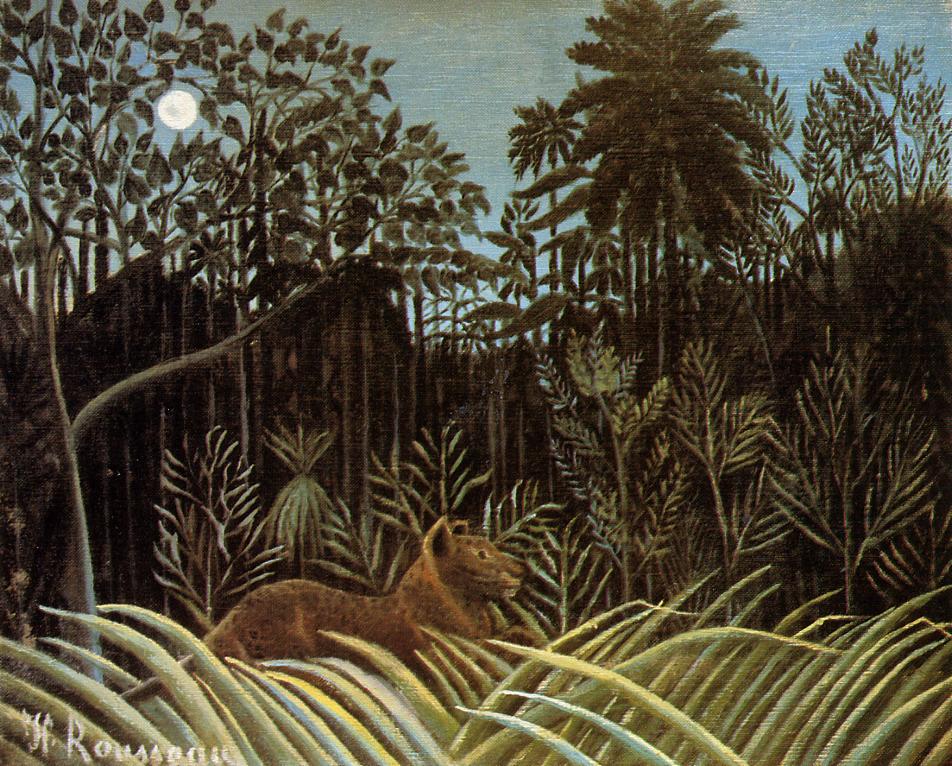Jungle with Lion (1904) - Henri Rousseau Tablo