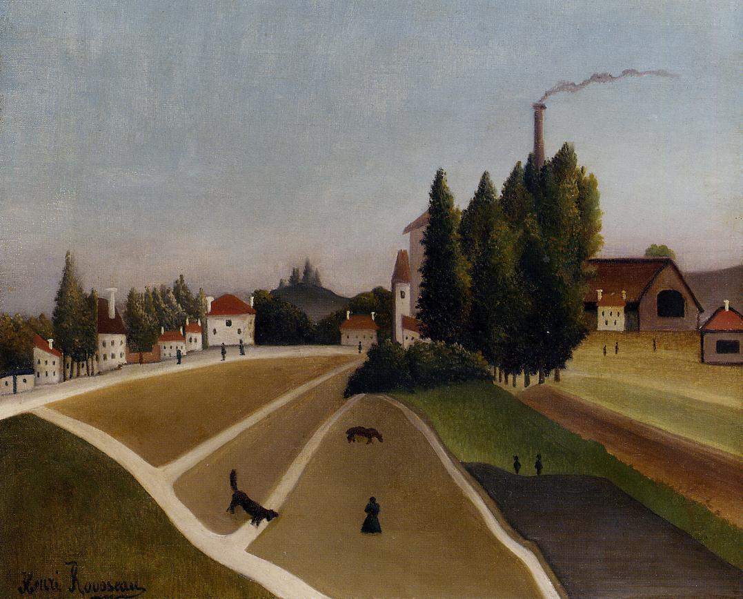 Landscape with Factory (1896) - Henri Rousseau Tablo