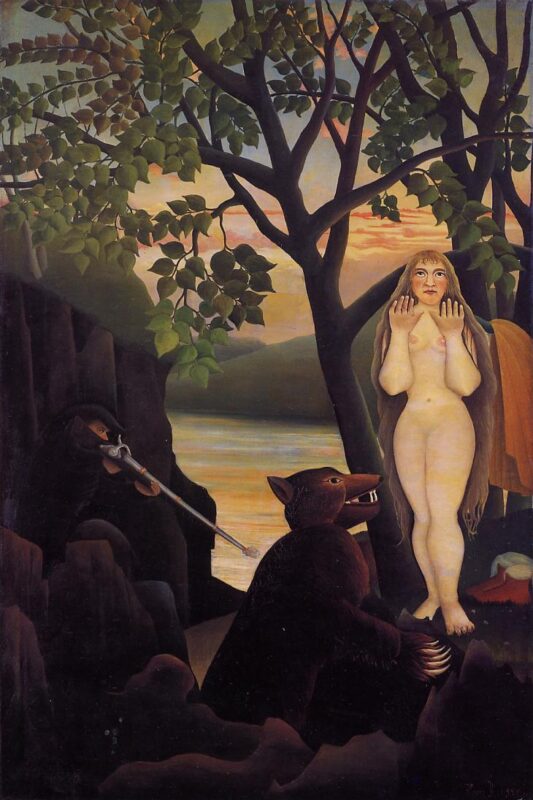 Nude and Bear (1901) - Henri Rousseau Tablo