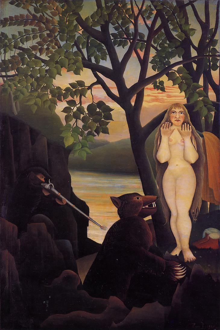 Nude and Bear (1901) - Henri Rousseau Tablo