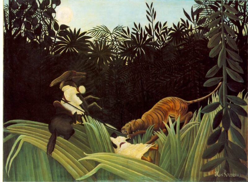 Scout Attacked by a Tiger (1904) - Henri Rousseau Tablo