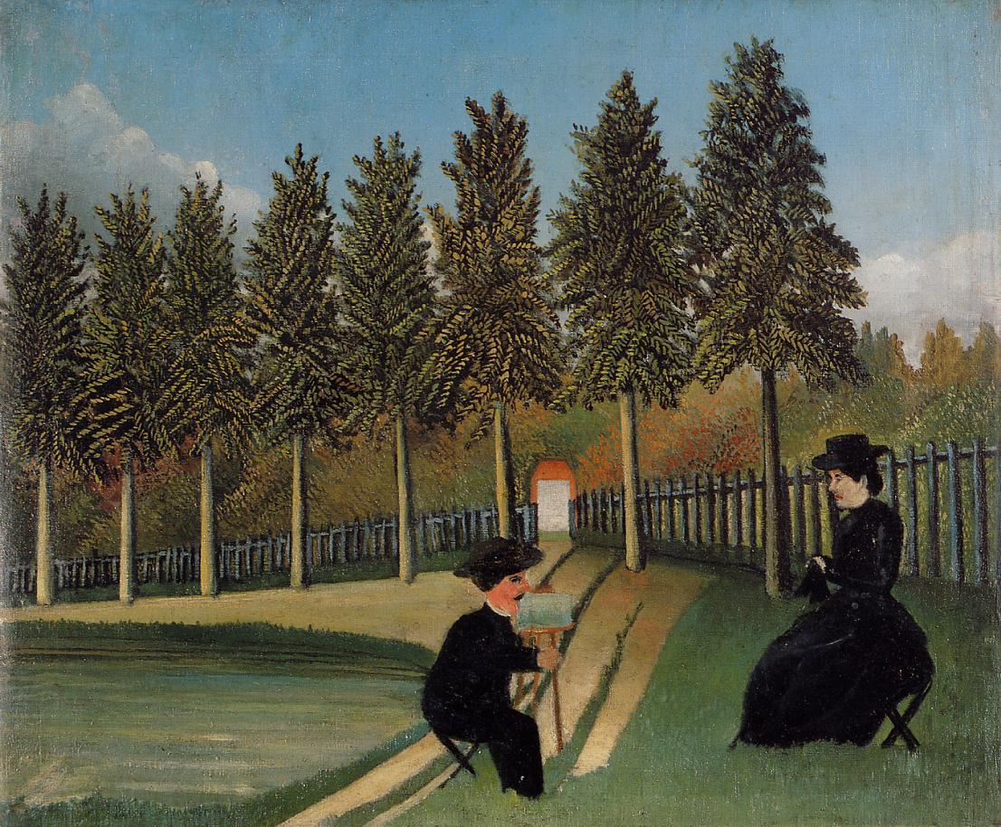 The Artist Painting his Wife (1900) - Henri Rousseau Tablo