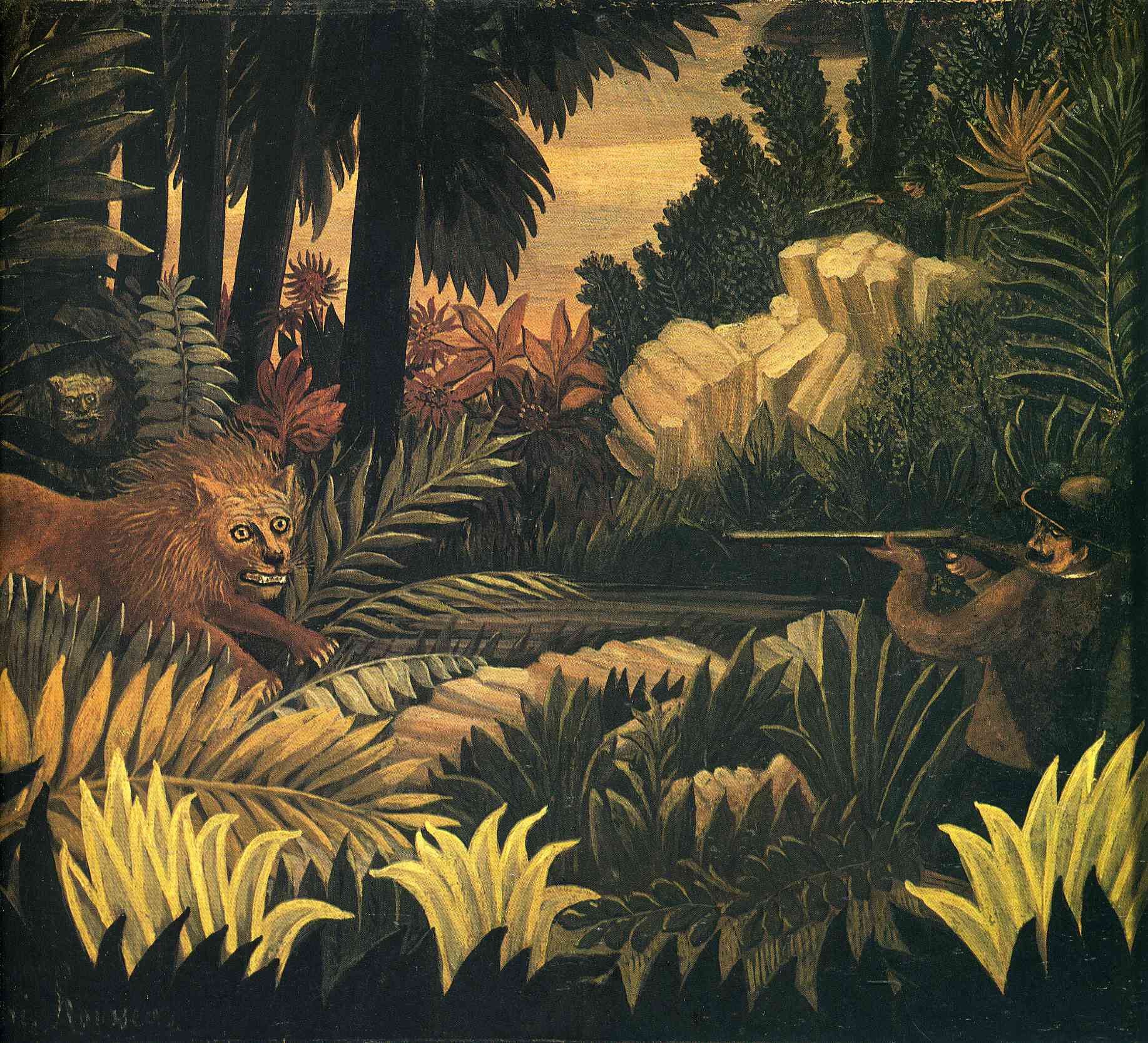 The Lion Hunter - Henri Rousseau Tablo