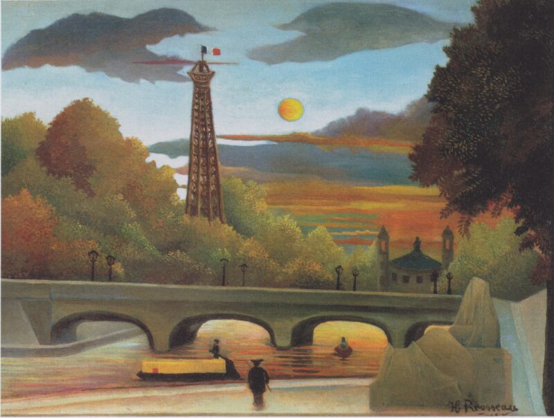 The Seine and the Eiffel Tower in the Sunset (1910) – Henri Rousseau Tablo
