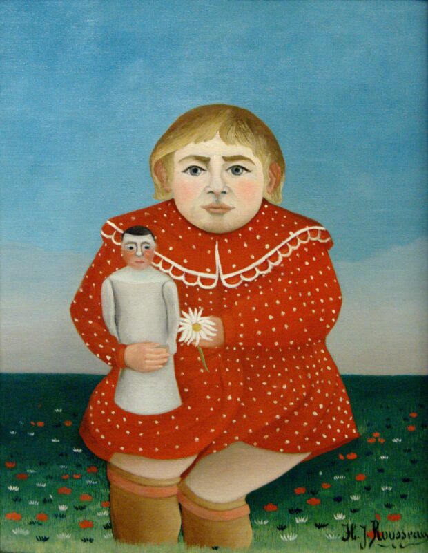 The girl with a doll (1904) - Henri Rousseau Tablo