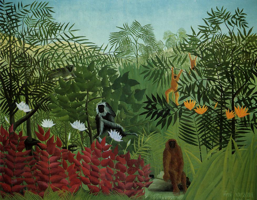 Tropical Forest with Apes and Snake (1910) – Henri Rousseau Tablo