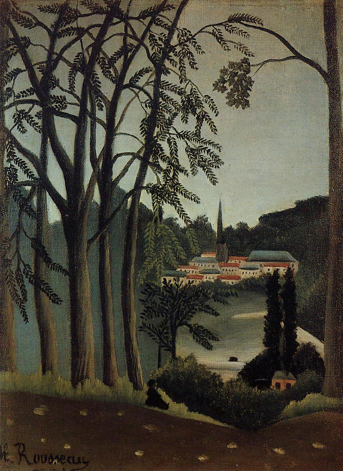 View of Saint Cloud (1909) - Henri Rousseau Tablo