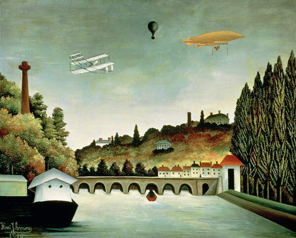 View of the Bridge at Sevres and the Hills at Clamart St. Cloud and Bellevue (1908) – Henri Rousseau Tablo
