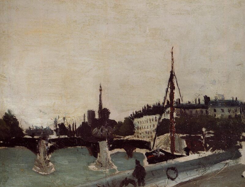 View of the Ile Saint Louis from the Quai Henri IV Study (1909) - Henri Rousseau Tablo
