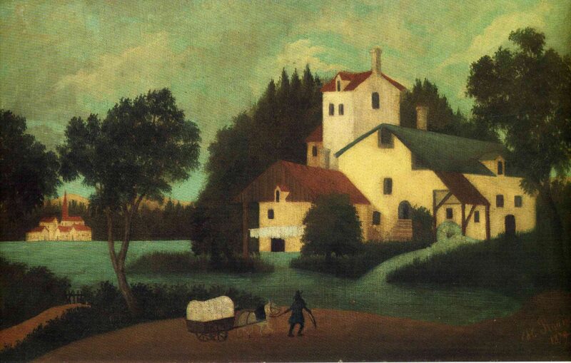 Wagon in Front of the Mill (1879) - Henri Rousseau Tablo
