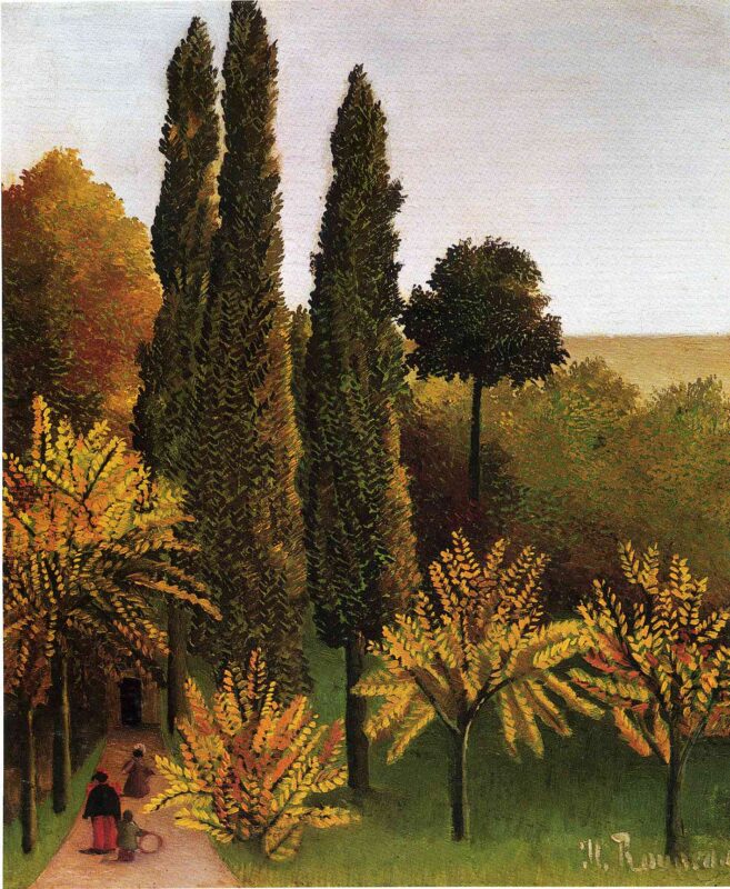 Walking in the Parc des Buttes Chaumont (1908) - Henri Rousseau Tablo