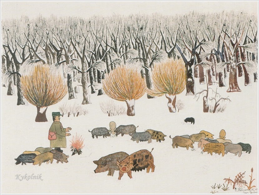 Watching over pigs (1933) - Ivan Generalić Tablo