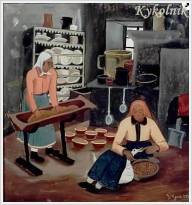 Women in kitchen (1940) - Ivan Generalić Tablo