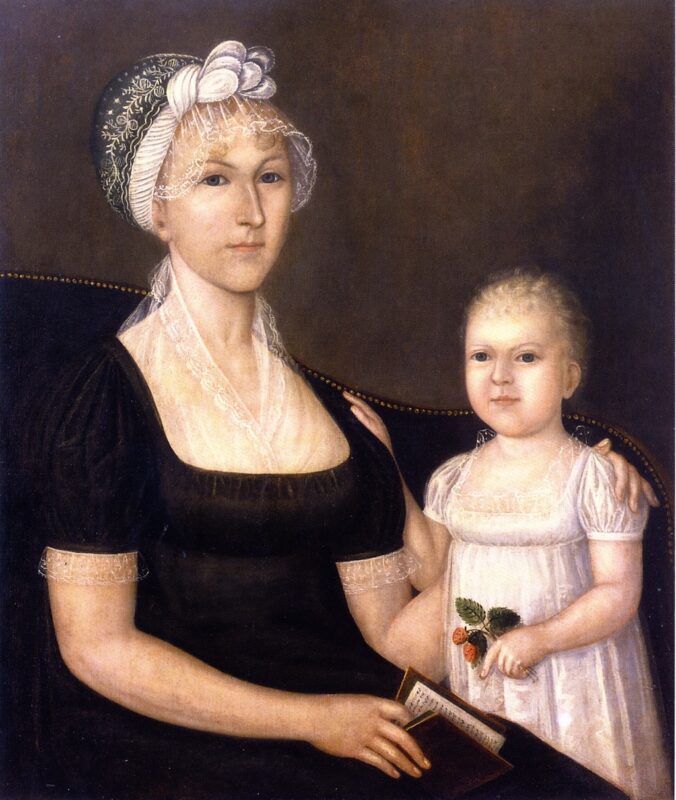 Mrs. Abraham White, Jr. and Daughter Rose (1809) - Joshua Johnson Tablo