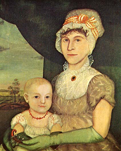 Woman and Baby Wearing Green Gloves (1810) - Joshua Johnson Tablo