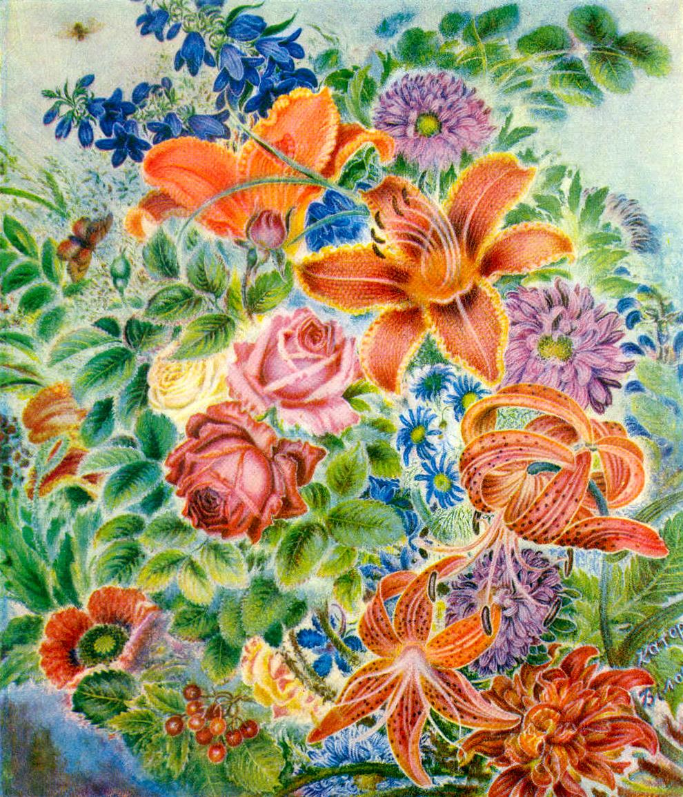 Garden flowers (1952) - Kateryna Bilokur Tablo