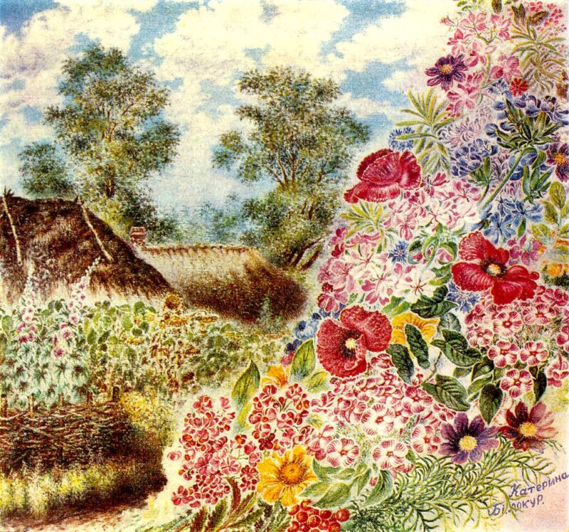 House in Bogdanovka (1955) - Kateryna Bilokur Tablo