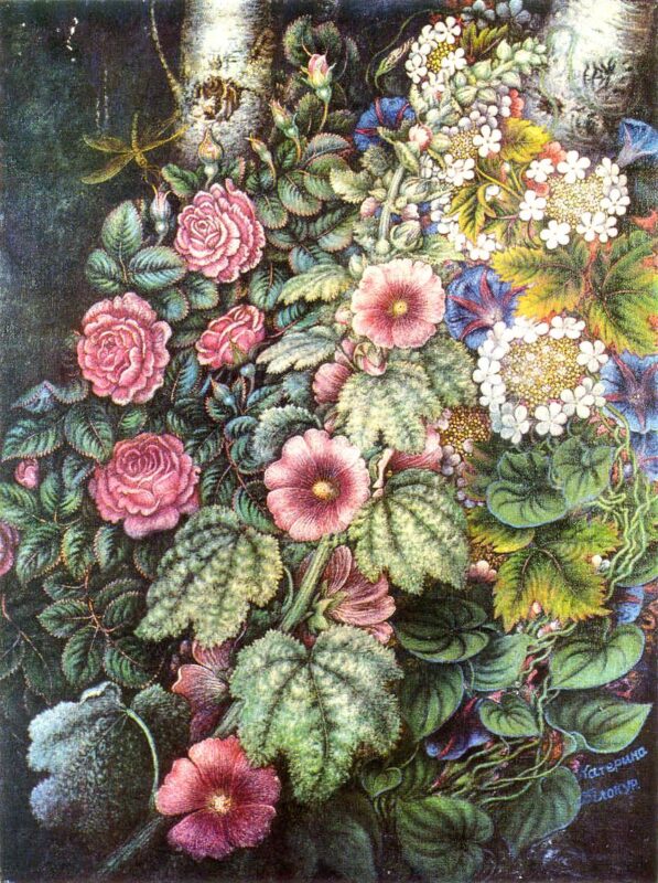 Mallows and roses (1954) - Kateryna Bilokur Tablo