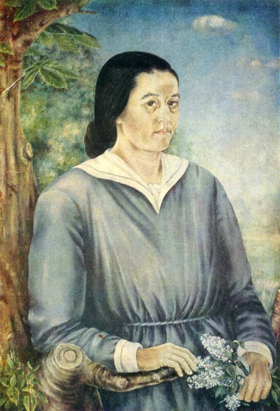 Portrait of farmer Tatiana Bakhmach (1932) - Kateryna Bilokur Tablo