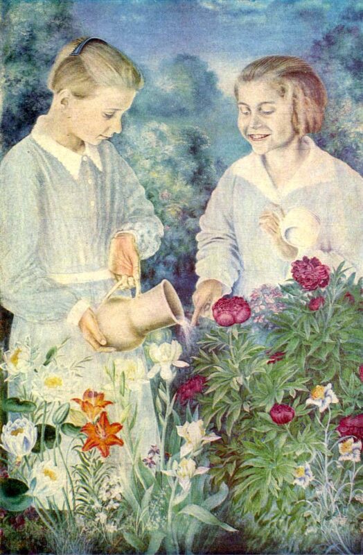 Portrait of the nieces (1937) - Kateryna Bilokur Tablo