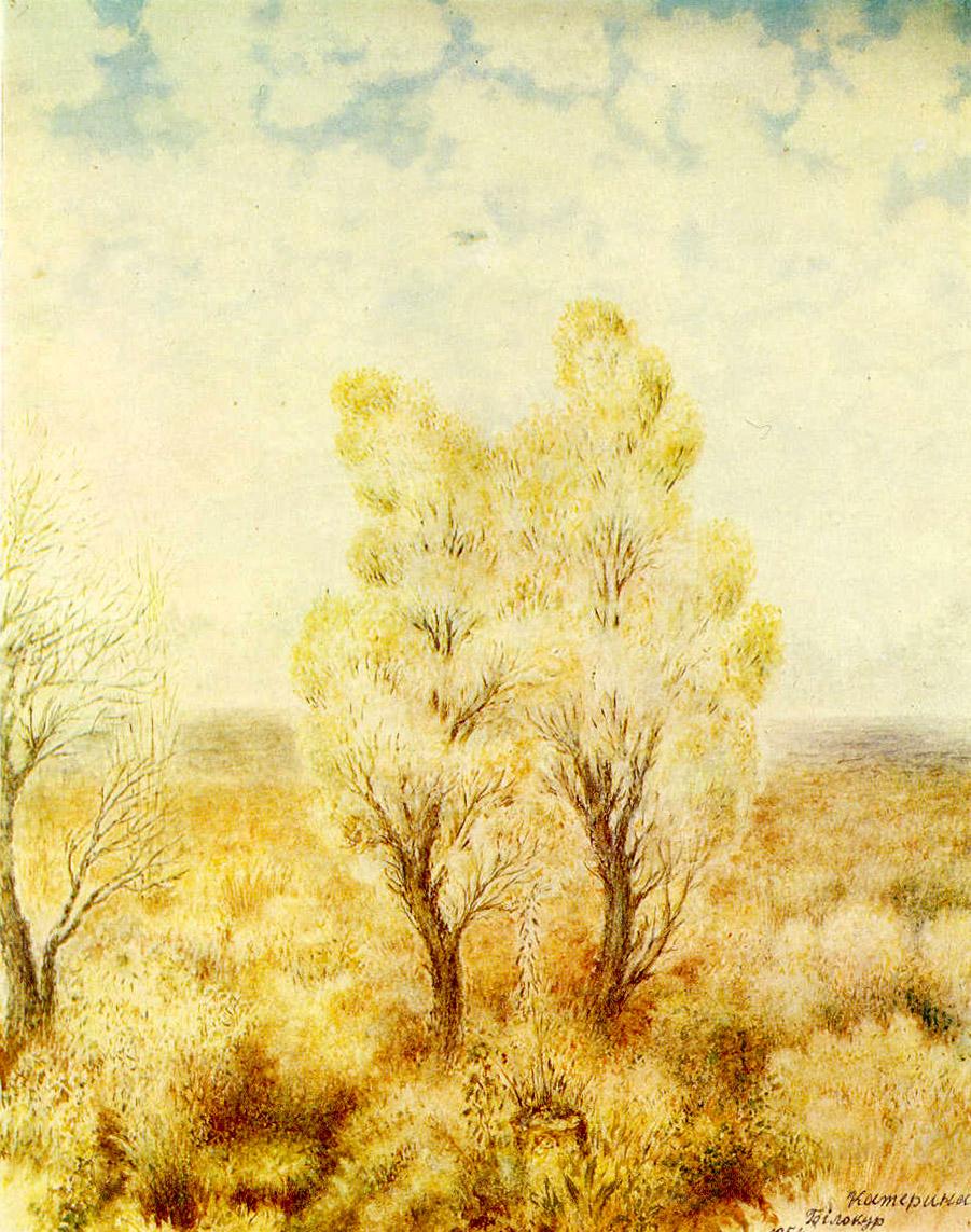 September in the Bohdanivka village on the dam (1956) - Kateryna Bilokur Tablo
