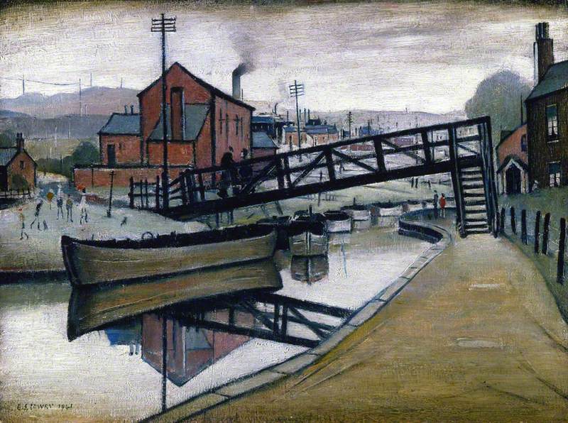 Barges on a Canal (1941) - L. S. Lowry Tablo