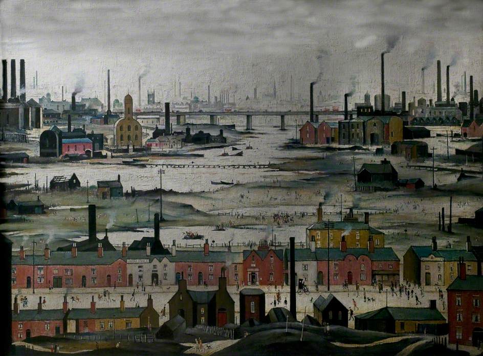 Industrial Landscape, River Scene (1950) - L. S. Lowry Tablo