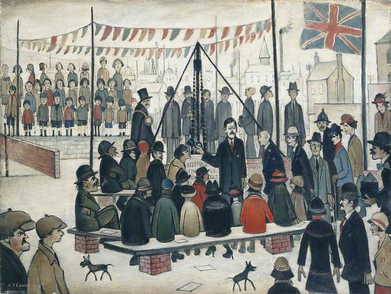 Laying a Foundation Stone (1936) - L. S. Lowry Tablo