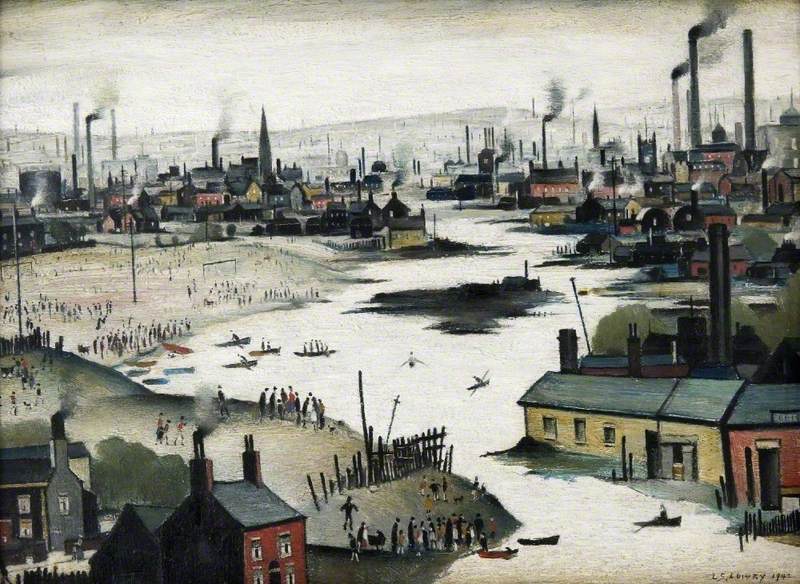 River Scene (1942) - L. S. Lowry Tablo