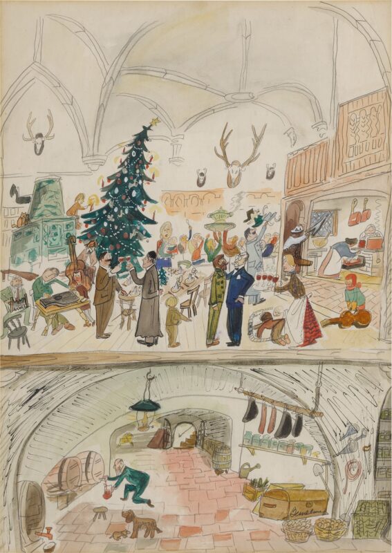 Illustration for 'The High World' (1954) - Ludwig Bemelmans Tablo