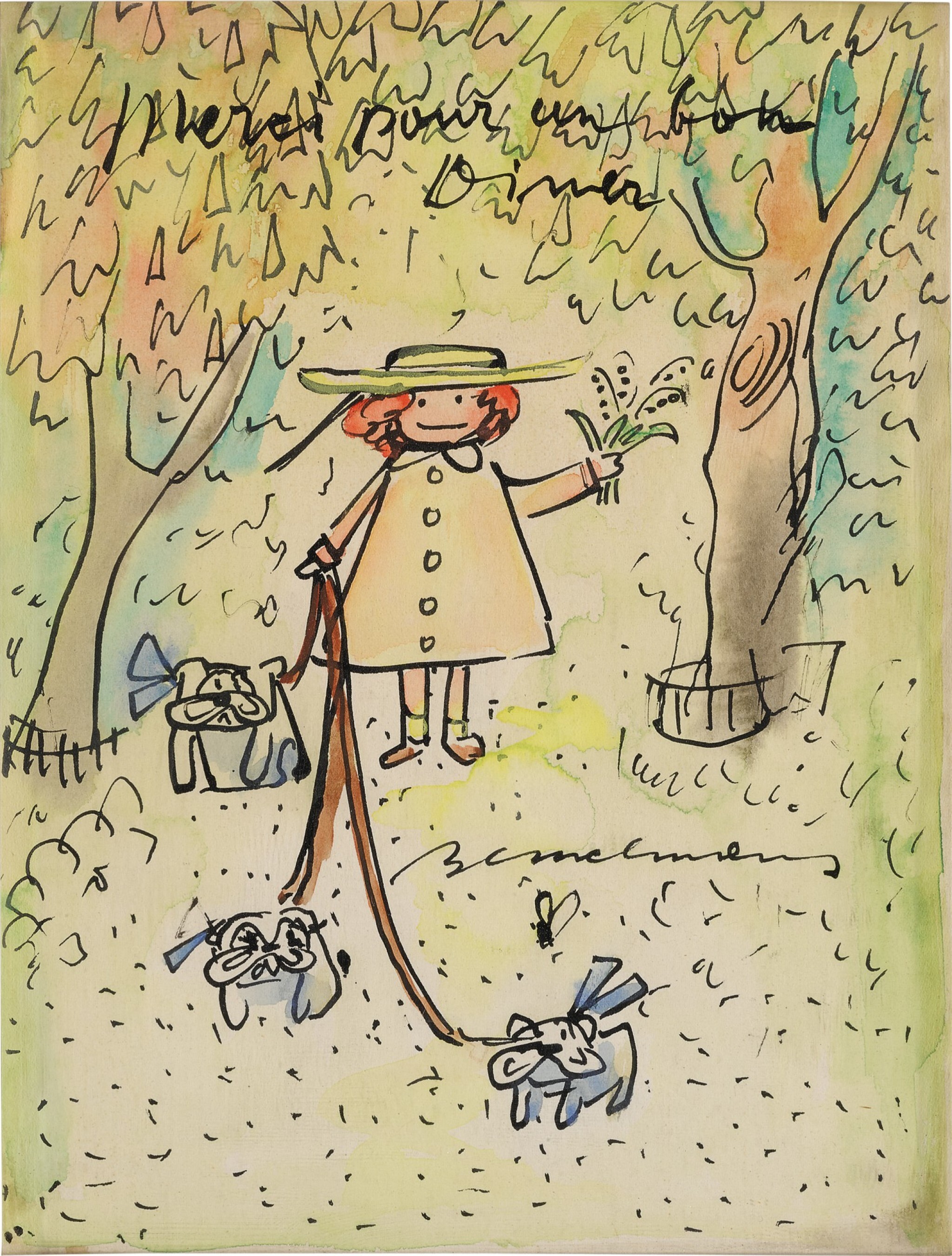 Madeline with Dogs - Ludwig Bemelmans Tablo
