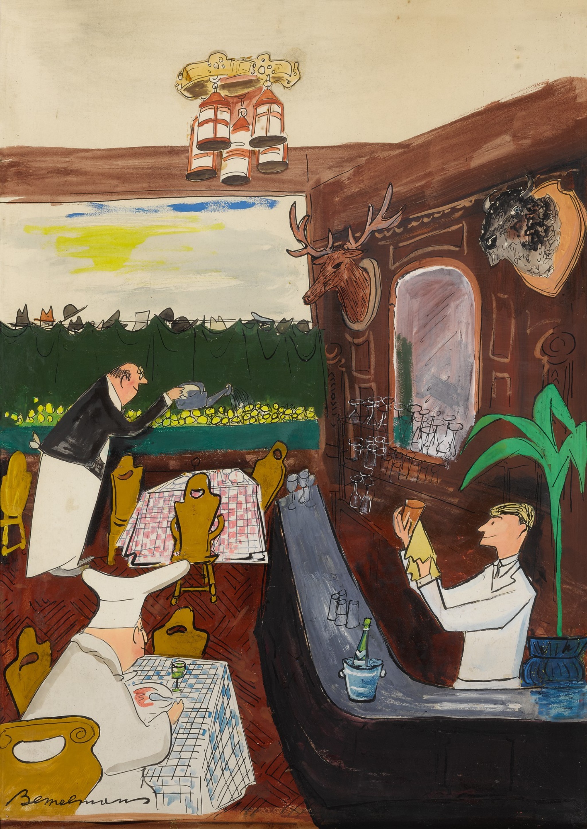 Preparing for Dinner - Ludwig Bemelmans Tablo