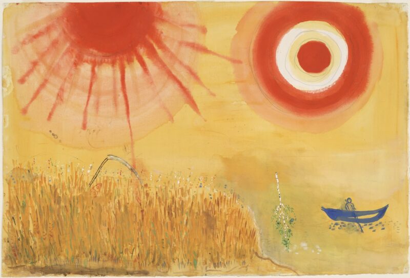 A Wheatfield on a Summer's Afternoon (1942) - Marc Chagall Tablo