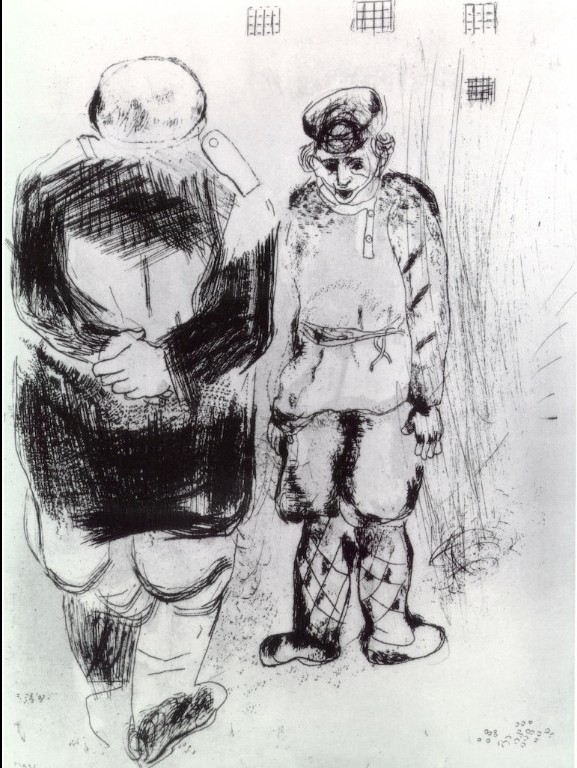 A man without passport with policeman (1923) - Marc Chagall Tablo