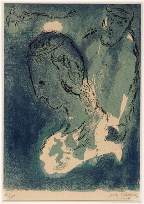 Abraham and Sarah (1956) - Marc Chagall Tablo